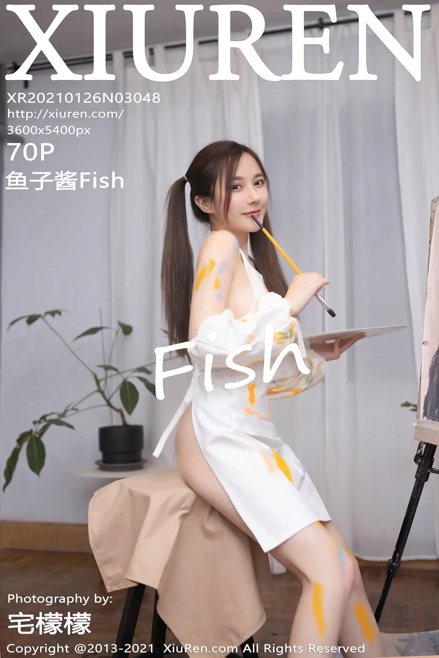 [XiuRen秀人网]VOL.3048 嫩模鱼子酱Fish邻居小哥哥画室主题半脱露完美身材诱惑写真70P-秀人网官方网站